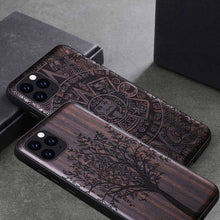 Load image into Gallery viewer, 2019 New For iPhone 11 Pro Case Black Ebony Wood Cover For iPhone 11 Carved TPU Bumper Wooden Case For iPhone 11 Pro Max