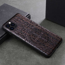 Load image into Gallery viewer, 2019 New For iPhone 11 Pro Case Black Ebony Wood Cover For iPhone 11 Carved TPU Bumper Wooden Case For iPhone 11 Pro Max