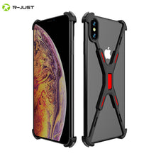 Load image into Gallery viewer, R-JUST Aluminum Metal Bare Frame Case For iPhone XR XS MAX Shockproof X Shape Bumper Cover For iPhone XS Max X XR Protect Case
